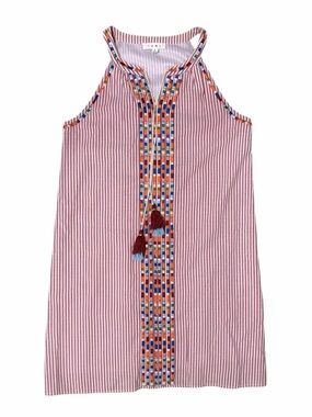 NWOT THML Sold at Anthropologie Striped Halter Dress W Colorful Embroidered Trim